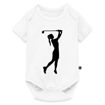 Golferin Silhouette, Golf Abschlag Damen Golf  - Baby Premium Kurzarmbody - Weiß - Vorne