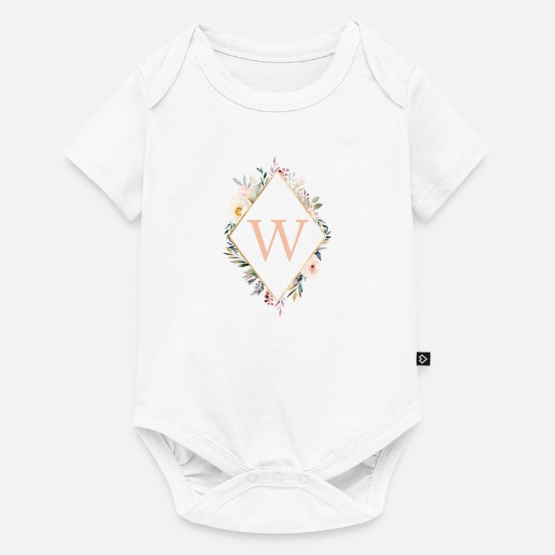 W Monogram, Floral, Boho - Baby Premium short-sleeve bodysuit - white