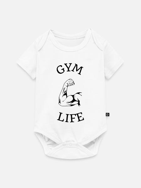Starkes Thema Handgewichtheben - Baby Premium Kurzarmbody - Weiß