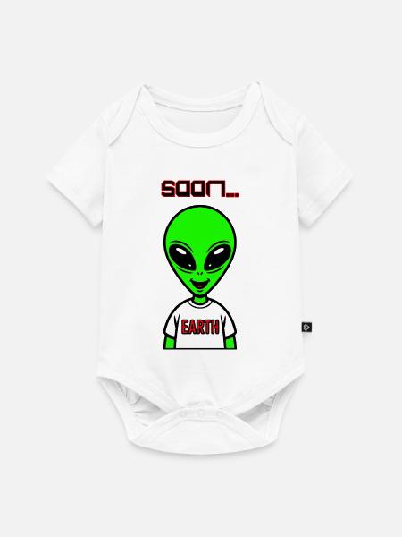 Grünes Alien  - Baby Premium Kurzarmbody - Weiß