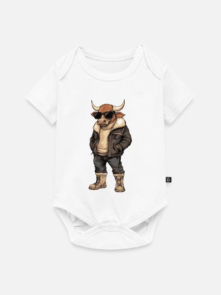 Stier Cool Winter - Baby Premium Kurzarmbody - Weiß