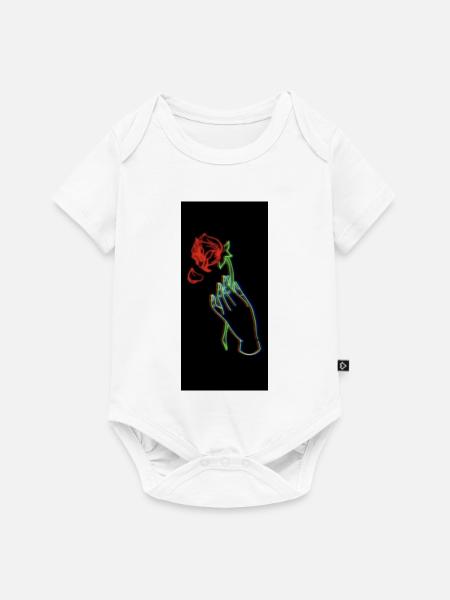 Neonrose-Handzeichnung - Baby Premium Kurzarmbody - Weiß