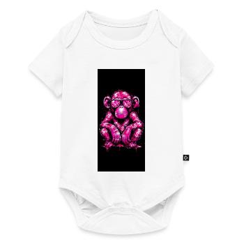 Rosa Graffiti-Affe mit Brille - Baby Premium Kurzarmbody - Weiß - Vorne