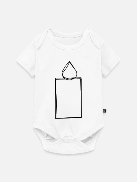 Kerze handgezeichnet - Baby Premium Kurzarmbody - Weiß