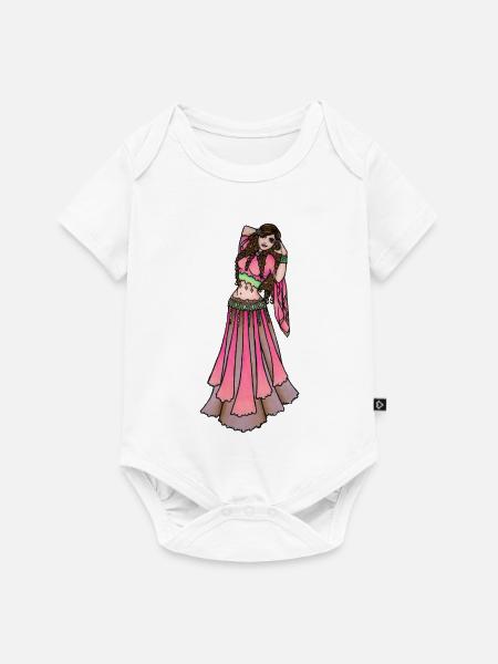 Rosa Bauchtanz-Diva im Schleier - Baby Premium Kurzarmbody - Weiß