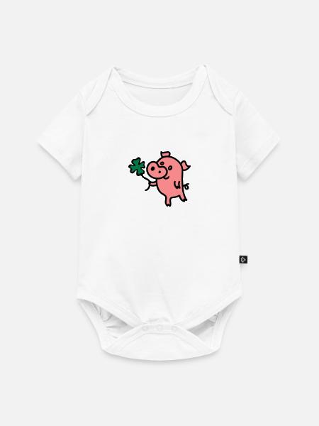Schweinchen Klee 3 - Baby Premium Kurzarmbody - Weiß