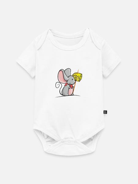 Maus mit Käse - Baby Premium Kurzarmbody - Weiß