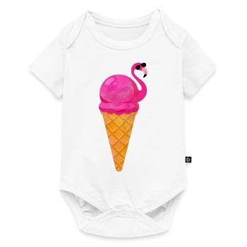 Ice Cream Waffle Ice Cream Ice Cream Ice Scoop Flamingo Ice Cream - Baby Premium short-sleeve bodysuit - white - Front