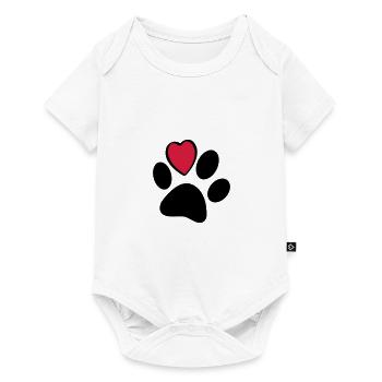 Dogs or cats paws with heart. Animal Day - Baby Premium short-sleeve bodysuit - white - Front