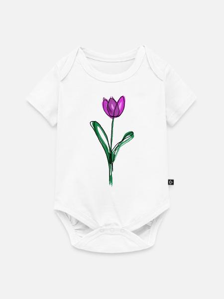 Lila Tulpe - Baby Premium Kurzarmbody - Weiß