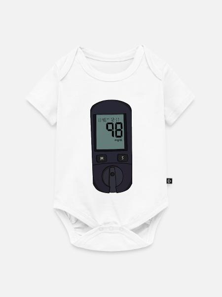 Glukosemessgerät - Baby Premium Kurzarmbody - Weiß