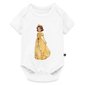 Gelbe Prinzessin Robe mit Blüten - Baby Premium Kurzarmbody - Weiß - Vorne