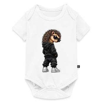 Igel im Streetstyle – Frecher Gangster-Look - Baby Premium Kurzarmbody - Weiß - Vorne