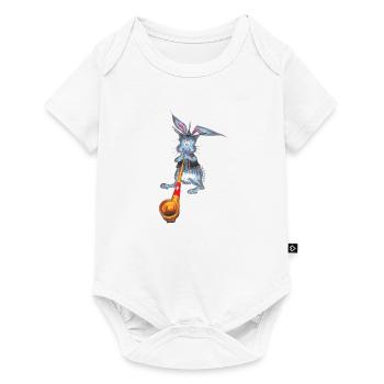 Lapin avec cor des Alpes - Body à manches courtes Premium Bébé - blanc - Devant