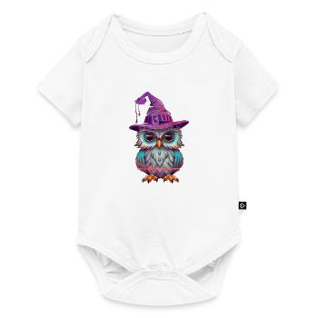 Sorcière hibou avec chapeau - Body à manches courtes Premium Bébé - blanc - Devant