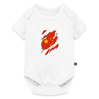 Motif déchiré du drapeau de la Chine - Body à manches courtes Premium Bébé - blanc - Devant