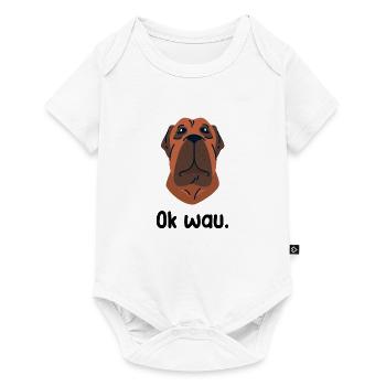 Ok wau mit Fila Brasileiro Hundeliebhaber - Baby Premium Kurzarmbody - Weiß - Vorne