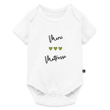 MERCI. THANKS. THANK YOU. ANNIVERSAIRE. NAISSANCE. - Body à manches courtes Premium Bébé - blanc - Devant