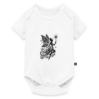Filigrane Fee mit Flügeln und magischem Zauberstab - Baby Premium Kurzarmbody - Weiß - Vorne