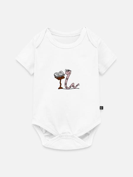 Wurm mit Brille - Baby Premium Kurzarmbody - Weiß