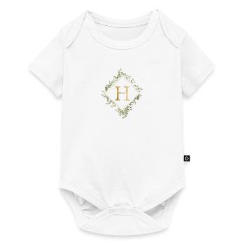 H Monogram Eucalyptus Wreath - Baby Premium short-sleeve bodysuit - white - Front