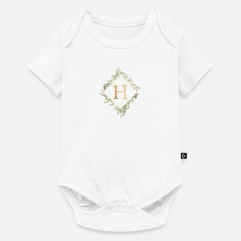 H Monogram Eucalyptus Wreath - Baby Premium short-sleeve bodysuit - white