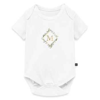 M monogramme Couronne d’Eucalyptus - Body à manches courtes Premium Bébé - blanc - Devant