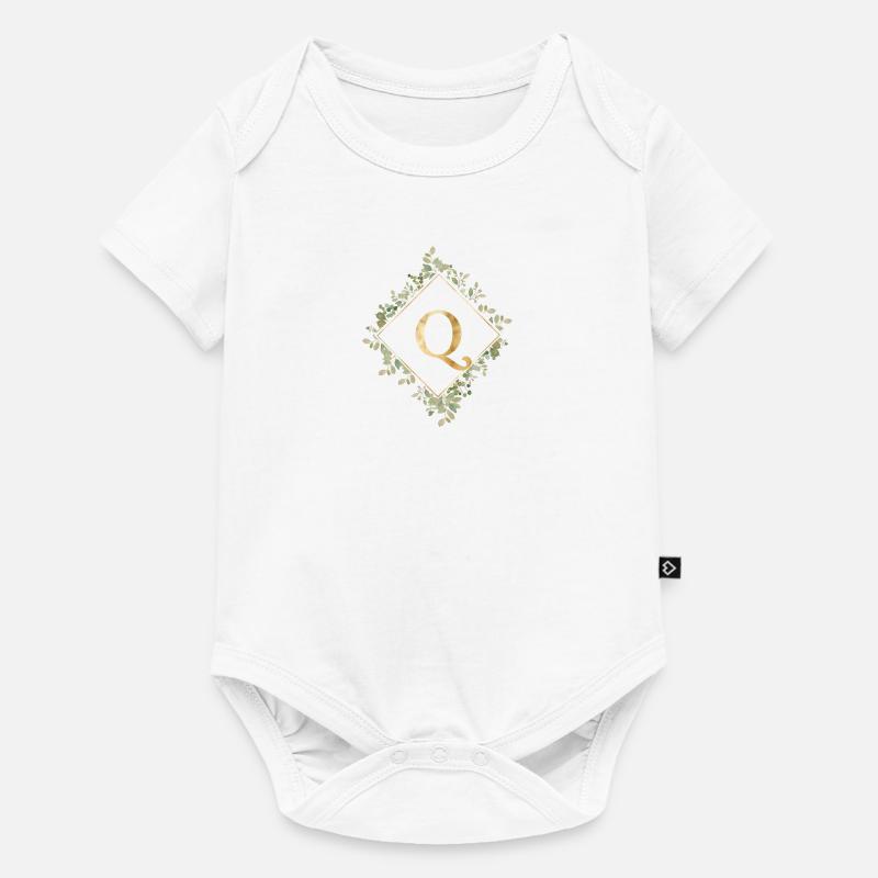 Q Monogramme Couronne d’Eucalyptus - Body à manches courtes Premium Bébé - blanc