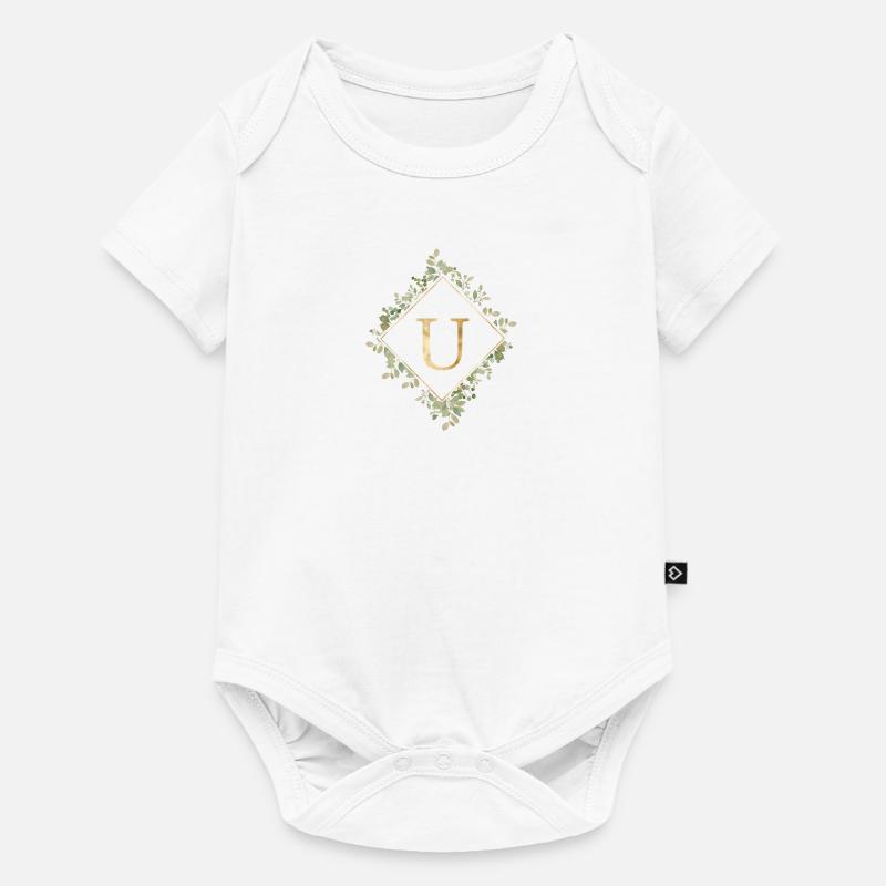 U Monogram Eucalyptus Wreath - Baby Premium short-sleeve bodysuit - white