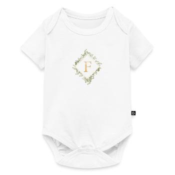 F Monogram Eucalyptus Wreath - Baby Premium short-sleeve bodysuit - white - Front
