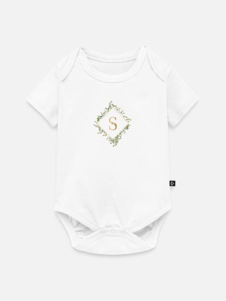 S Monogram Eucalyptus Wreath - Baby Premium short-sleeve bodysuit - white