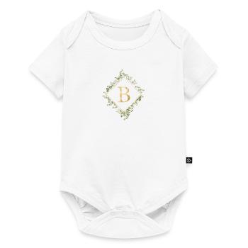 B Monogram Eucalyptus Wreath - Baby Premium short-sleeve bodysuit - white - Front