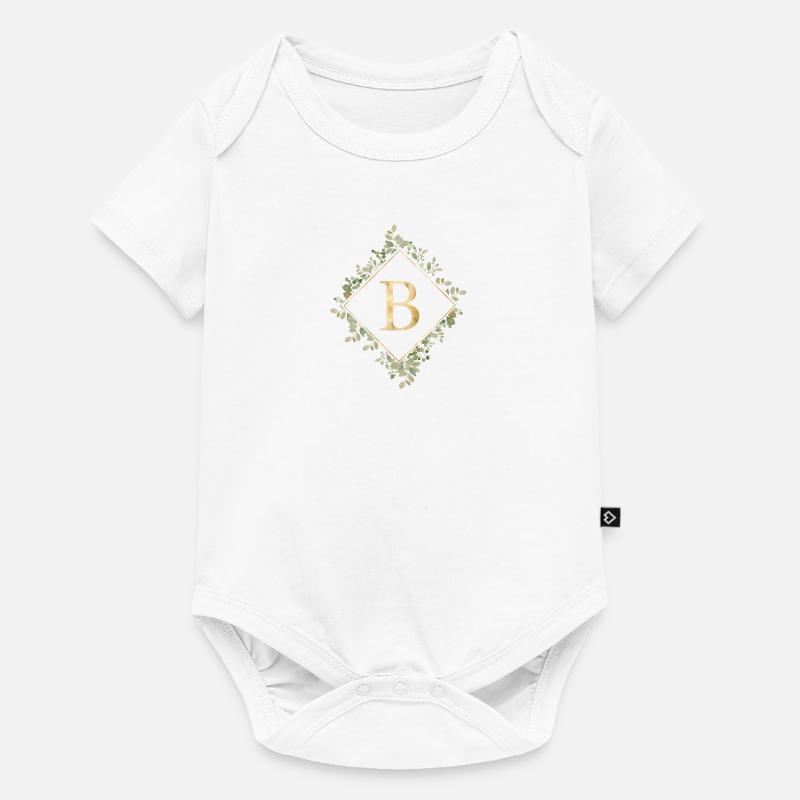 B Monogramme Couronne d’Eucalyptus - Body à manches courtes Premium Bébé - blanc