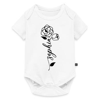 Sophia Nom Prénom Nom Fleur - Body à manches courtes Premium Bébé - blanc - Devant