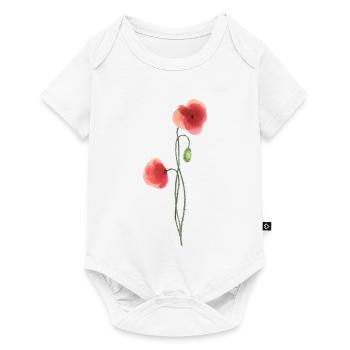 Blume: roter Mohn - Baby Premium Kurzarmbody - Weiß - Vorne