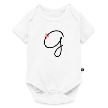 Lettre G Papillon Lettre - Body à manches courtes Premium Bébé - blanc - Devant