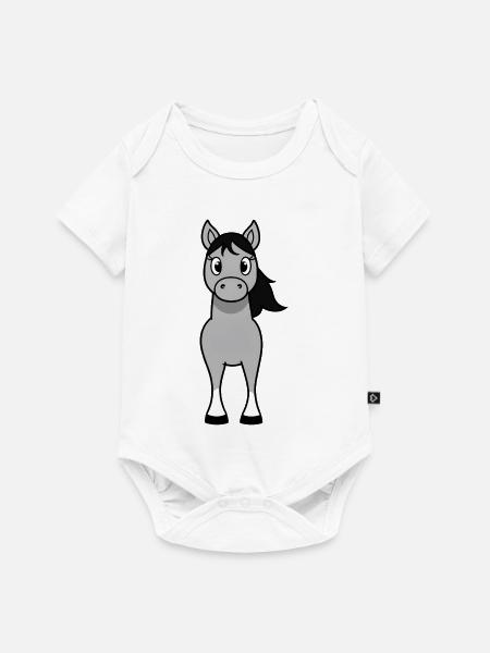 Grauer Pony mit schwarzer Mähne - Baby Premium Kurzarmbody - Weiß