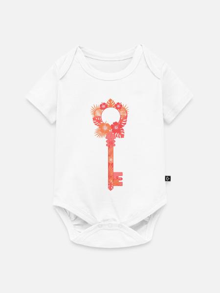 Tropischer Blumenschlüssel - Baby Premium Kurzarmbody - Weiß