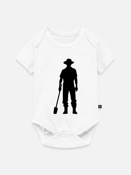 Farmer mit Spaten Silhouette - Baby Premium Kurzarmbody - Weiß