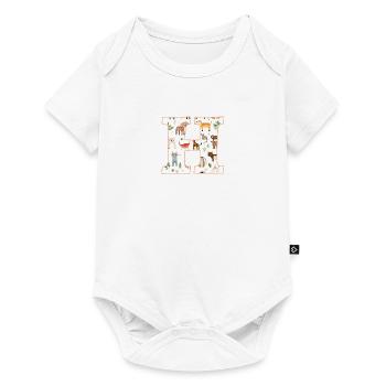 Buchstabe H, Monogramm, Tiermuster - Baby Premium Kurzarmbody - Weiß - Vorne