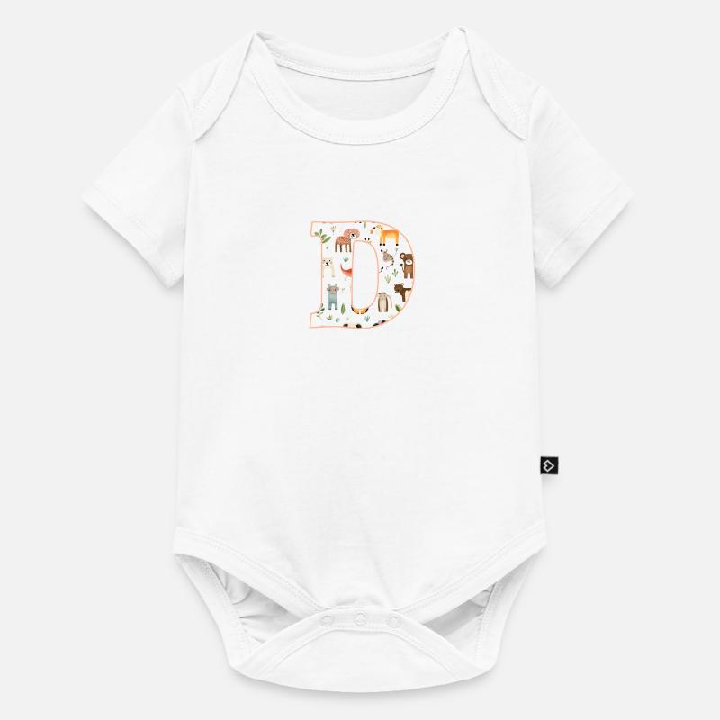 Buchstabe D, Monogramm, Tiermuster - Baby Premium Kurzarmbody - Weiß