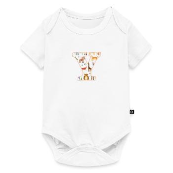 Buchstabe Y, Monogramm, Tiermuster - Baby Premium Kurzarmbody - Weiß - Vorne