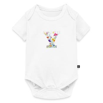 Buchstabe Y, Monogramm, Blumenmuster - Baby Premium Kurzarmbody - Weiß - Vorne