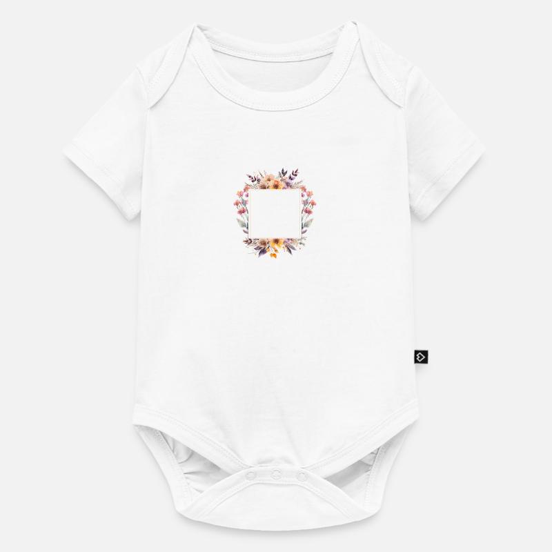 Personalisierbar Boho Bouquet eckig - Baby Premium Kurzarmbody - Weiß