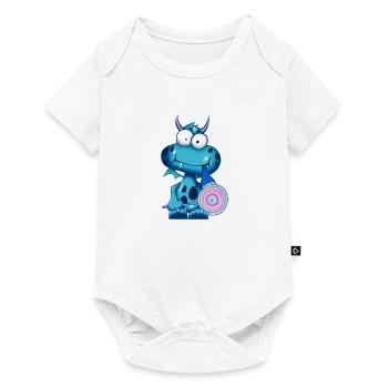Lolli Olli Monsta sig blue - Baby Premium Kurzarmbody - Weiß - Vorne