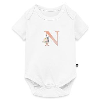N monogramme, Floral, Boho - Body à manches courtes Premium Bébé - blanc - Devant