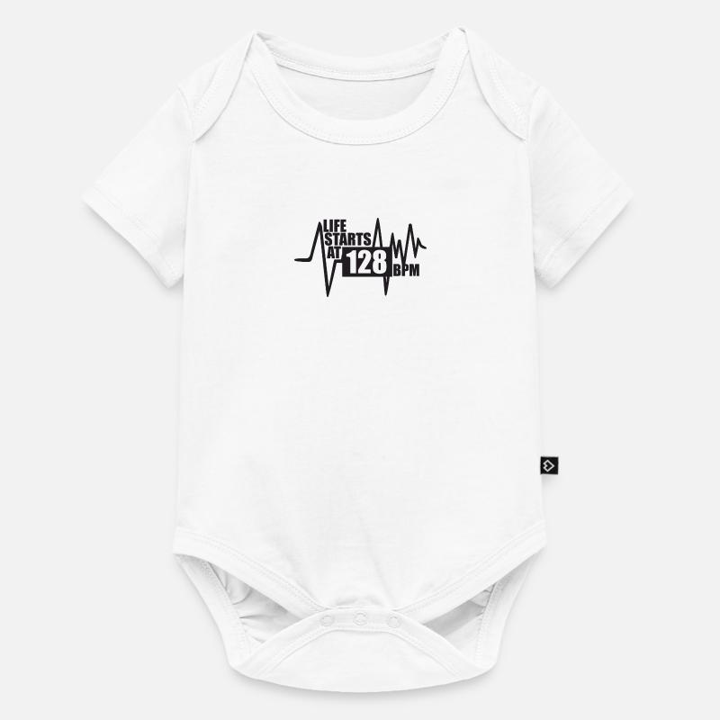 Das Leben beginnt bei 128 BPM - Baby Premium Kurzarmbody - Weiß