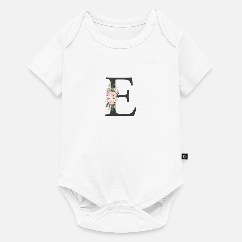 Letter E, Monogram, Flowers - Baby Premium short-sleeve bodysuit - white