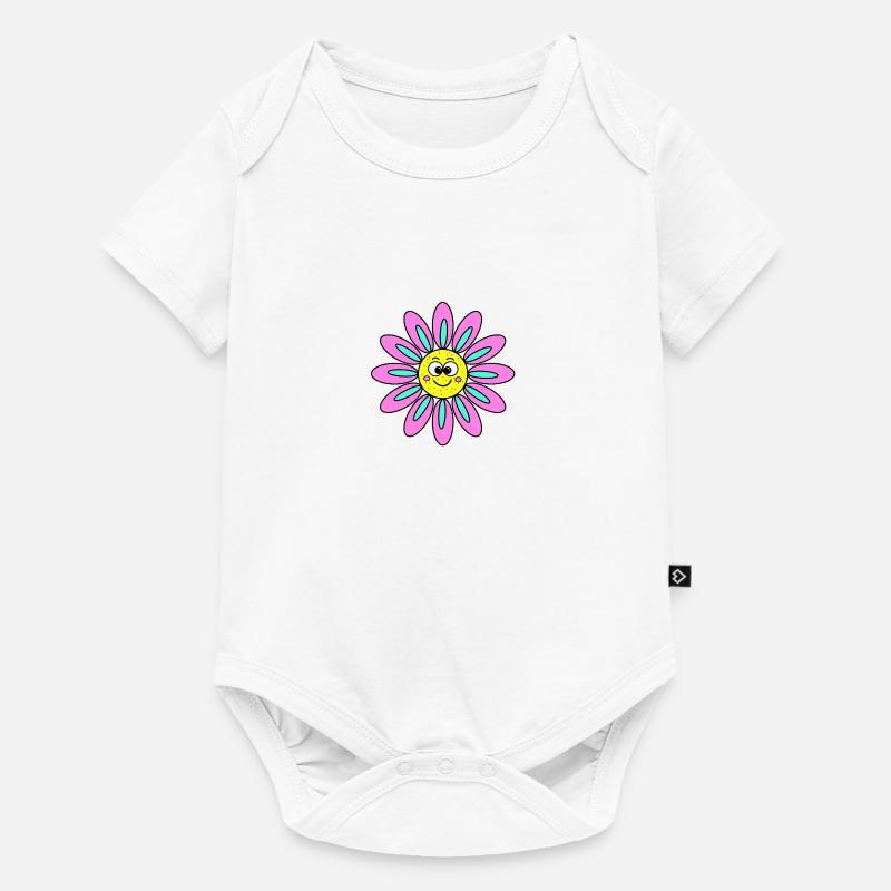Fleur Rose - Body à manches courtes Premium Bébé - blanc