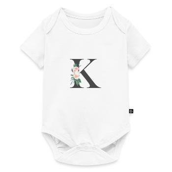 Personalisierbar Monogramm Pastell Floral K - Baby Premium Kurzarmbody - Weiß - Vorne